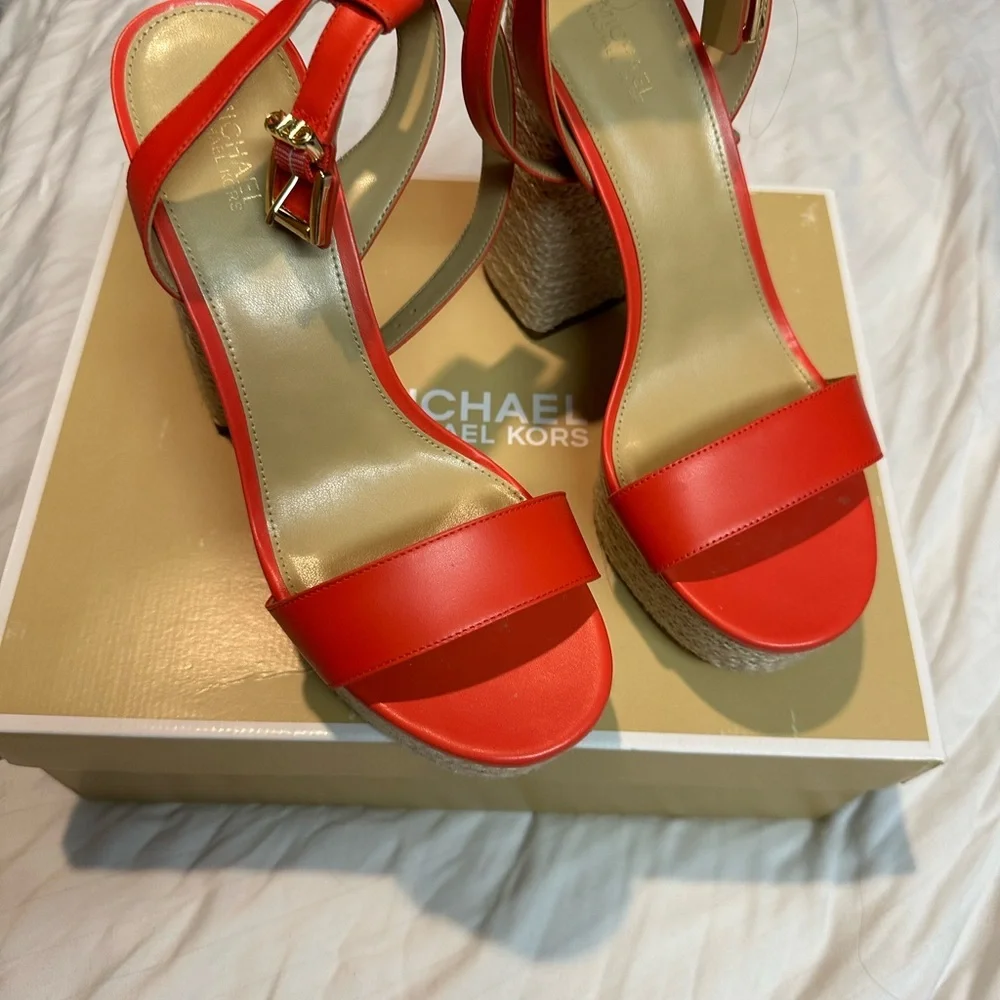 Michael Kors Red Platform Espadrille Sandals